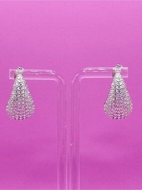 Macy’s White Gold-Plated Cubic Zirconia Tear Drop Large Earrings